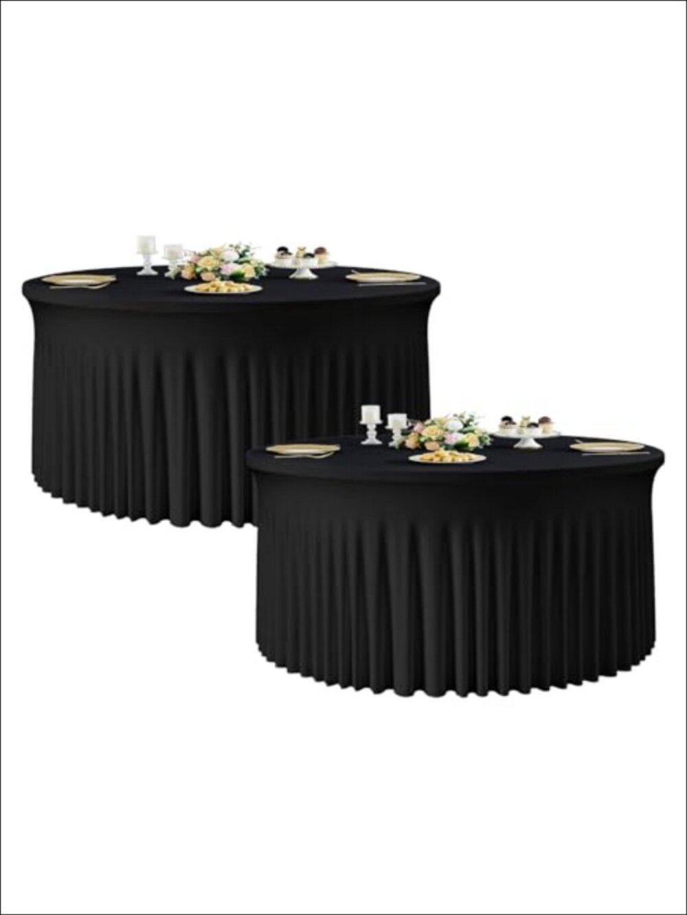 Spandex Round Tablecloth 6FT Stretchy Fitted Table Cover with Skirt